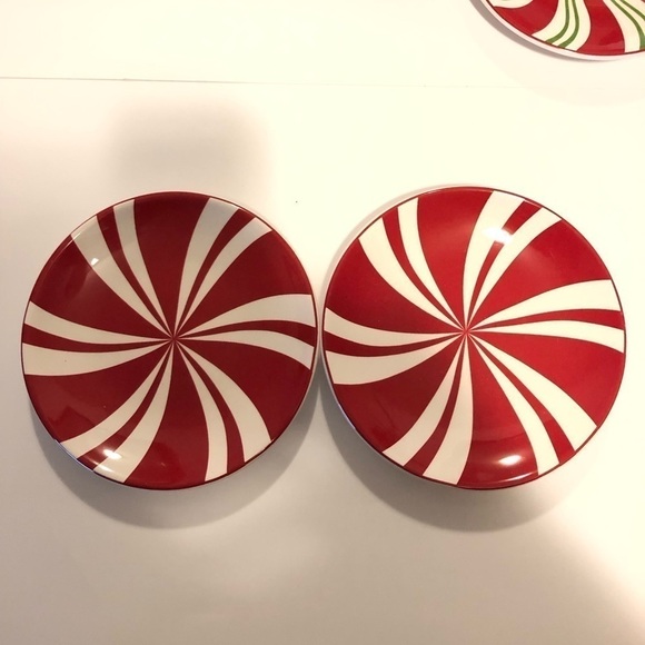 Vintage world market candy cane swirl dessert salad plate - Picture 2 of 5